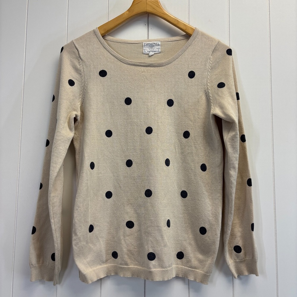 Absolutely Womens Preppy Polka Dot Sweater Size M Normcore Casual Old Money Chic